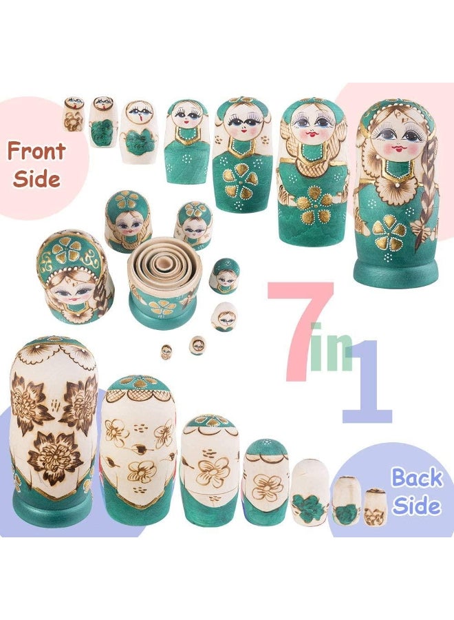 Nesting Dolls Matryoshka Wooden Stacking Nested Set 7 Pcs Handmade Toys for Kids Children  Mother's Day Birthday Home Room Decoration - Image 3